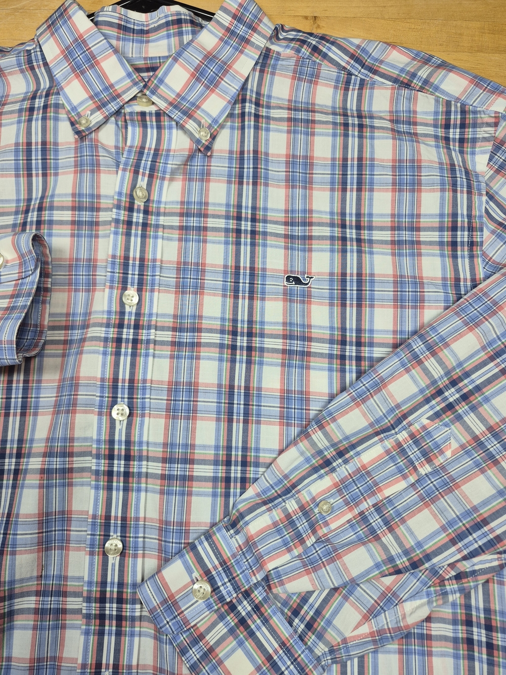 Vineyard Vines Men's Blue & Pink Plaid Button-Down Shirt